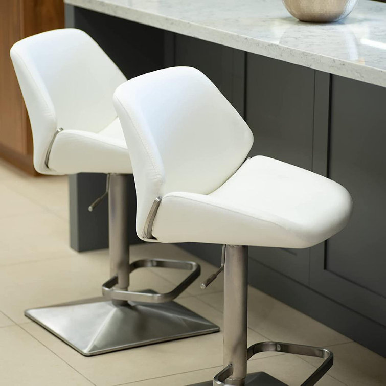 Orren Ellis FauxLear Brushed Staless Steel Adjustable Height Swivel